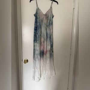 GO BY GO SILK Blue and Pink Tie-Dye Maxi Dress